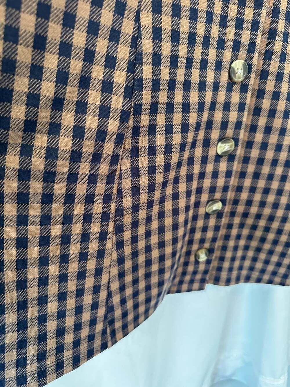 American Eagle Outfitters Womens Dress Brown and Navy Gingham Button-Front Mini - Picture 10 of 14